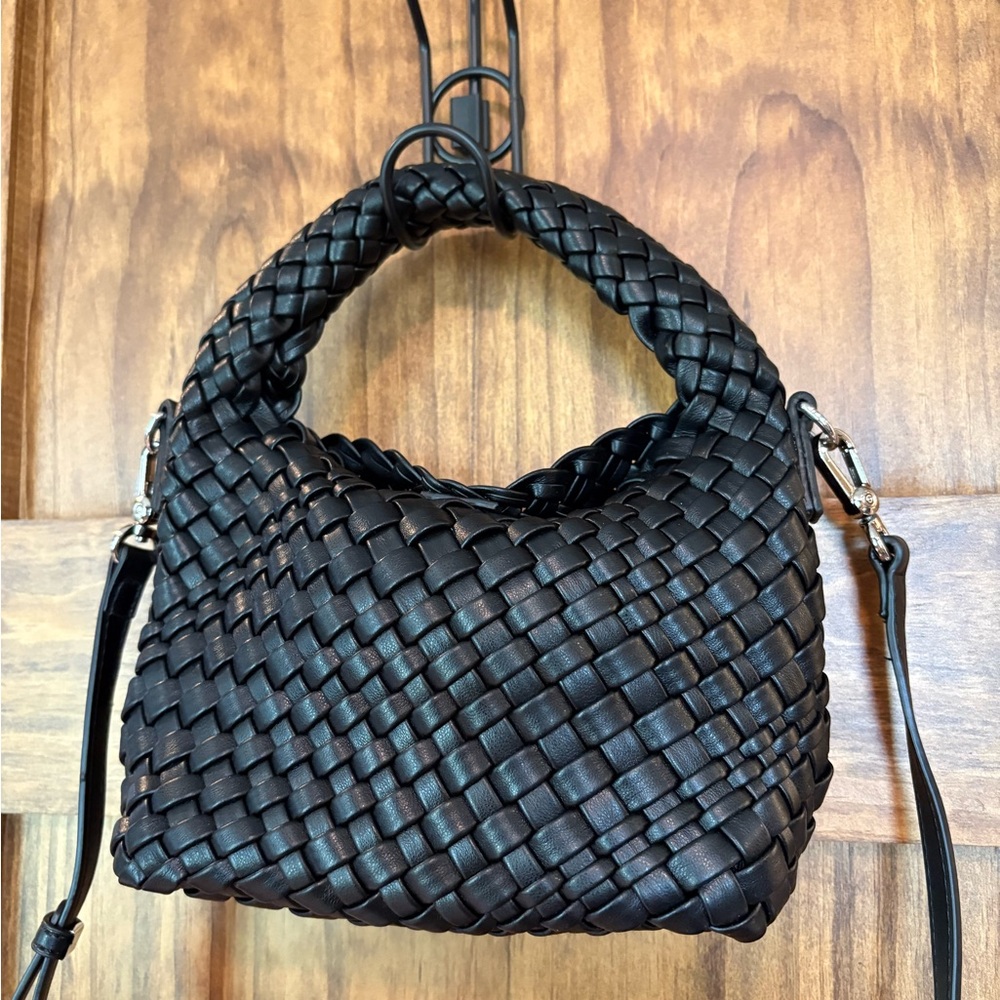 Woven Leather mini Bag - Black